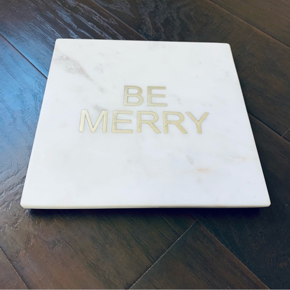 "Be Merry" Christmas Inlayed Marble Cheese Charcuterie Board - Threshold - Picture 5 of 9